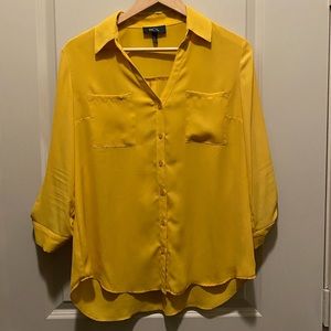 BCX Button up blouse with roll tab sleeves